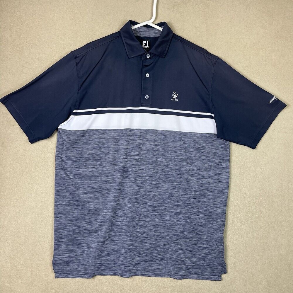 Footjoy Polo Shirt‎ Mens Extra Large Blue White Golfing Rugby Logo Preppy Adult